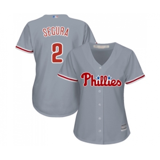 Women's Philadelphia Phillies 2 Jean Segura Replica Grey Road Cool Base Baseball Jersey