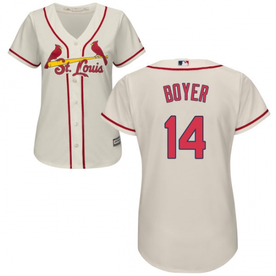 Women's Majestic St. Louis Cardinals 14 Ken Boyer Replica Cream Alternate Cool Base MLB Jersey