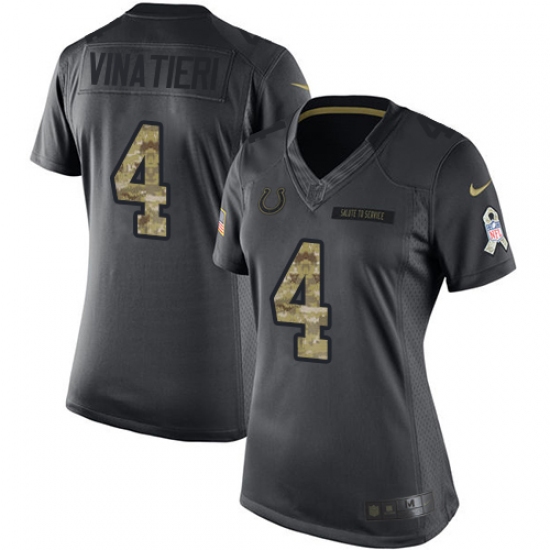 Women's Nike Indianapolis Colts 4 Adam Vinatieri Limited Black 2016 Salute to Service NFL Jersey