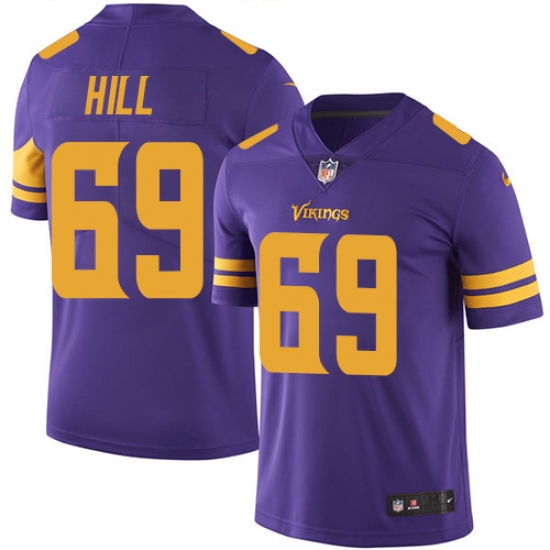 Men's Nike Minnesota Vikings 69 Rashod Hill Limited Purple Rush Vapor Untouchable NFL Jersey