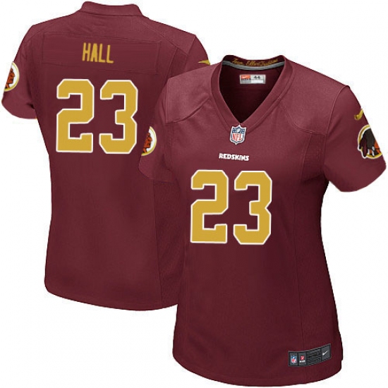 Women's Nike Washington Redskins 23 DeAngelo Hall Game Burgundy Red/Gold Number Alternate 80TH Anniversary NFL Jersey