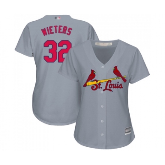 Women's St. Louis Cardinals 32 Matt Wieters Replica Grey Road Cool Base Baseball Jersey