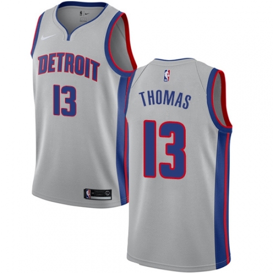 Men's Nike Detroit Pistons 13 Khyri Thomas Swingman Silver NBA Jersey Statement Edition