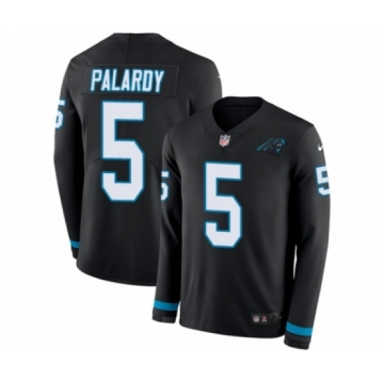 Youth Nike Carolina Panthers 5 Michael Palardy Limited Black Therma Long Sleeve NFL Jersey