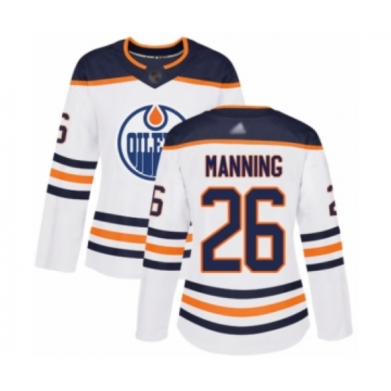 Women's Edmonton Oilers 26 Brandon Manning Authentic White Away Hockey Jersey