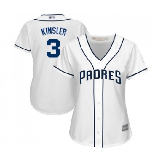 Women's San Diego Padres 3 Ian Kinsler Replica White Home Cool Base Baseball Jersey