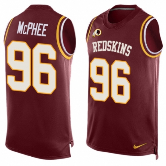 Men's Nike Washington Redskins 96 Pernell McPhee Limited Red Player Name & Number Tank Top NFL Jersey