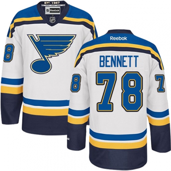 Men's Reebok St. Louis Blues 78 Beau Bennett Authentic White Away NHL Jersey