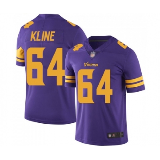Men's Minnesota Vikings 64 Josh Kline Limited Purple Rush Vapor Untouchable Football Jersey
