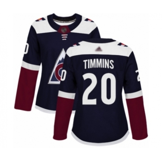 Women's Colorado Avalanche 20 Conor Timmins Authentic Navy Blue Alternate Hockey Jersey