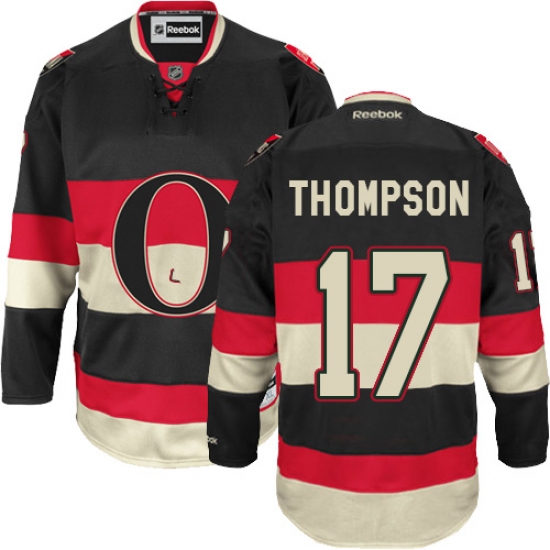 Men's Reebok Ottawa Senators 17 Nate Thompson Authentic Black Third NHL Jersey