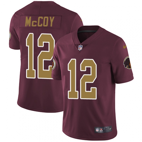 Youth Nike Washington Redskins 12 Colt McCoy Burgundy Red/Gold Number Alternate 80TH Anniversary Vapor Untouchable Limited Player NFL Jersey