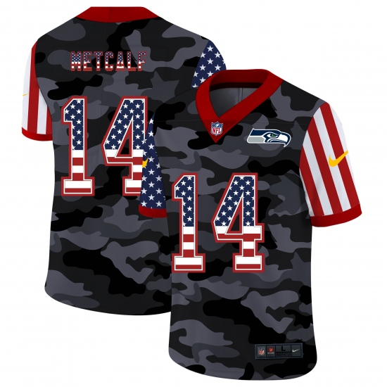 Men's Seattle Seahawks 14 D.K. Metcalf Camo Flag Nike Limited Jersey