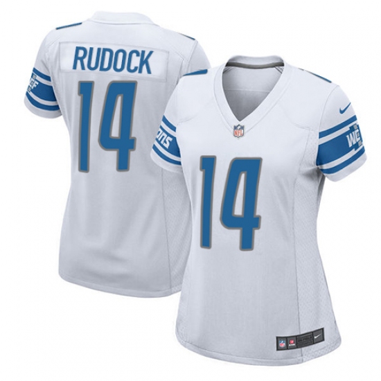 Women's Nike Detroit Lions 14 Jake Rudock Game White NFL Jersey