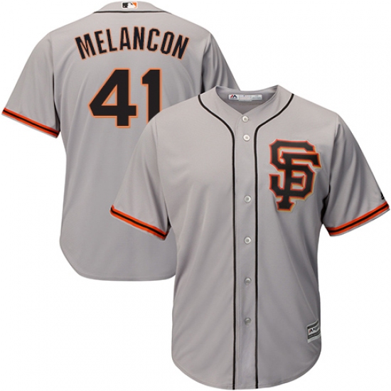 Youth Majestic San Francisco Giants 41 Mark Melancon Replica Grey Road 2 Cool Base MLB Jersey