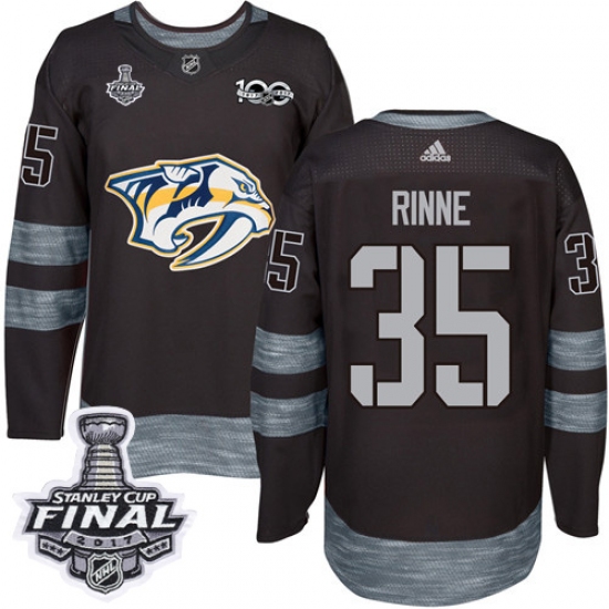 Men's Adidas Nashville Predators 35 Pekka Rinne Premier Black 1917-2017 100th Anniversary 2017 Stanley Cup Final NHL Jersey