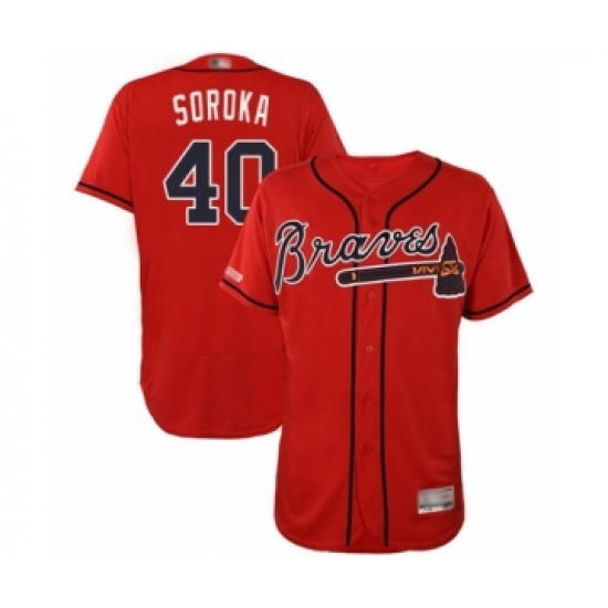 Men's Atlanta Braves 40 Mike Soroka Red Alternate Flex Base Authentic Collection Baseball Jersey