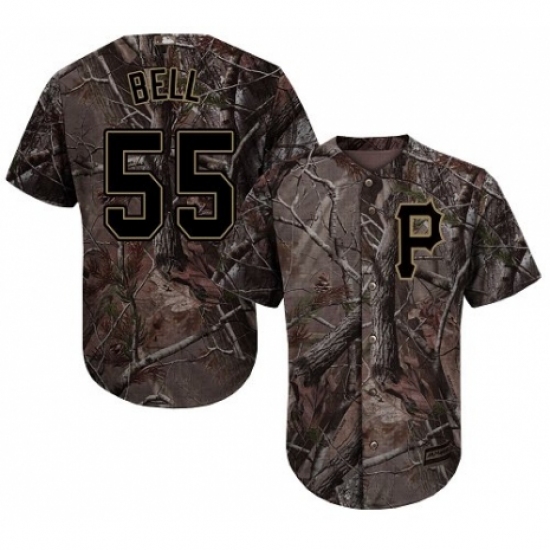 Youth Majestic Pittsburgh Pirates 55 Josh Bell Authentic Camo Realtree Collection Flex Base MLB Jersey