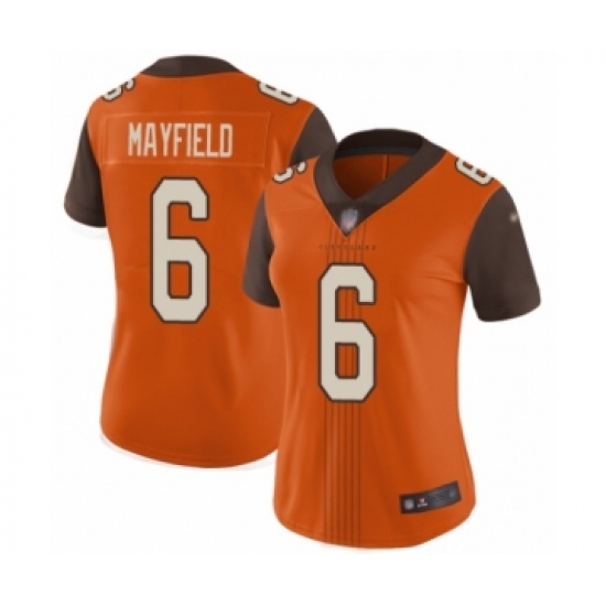 Women's Cleveland Browns 6 Baker Mayfield Limited Orange City Edition Football Jersey