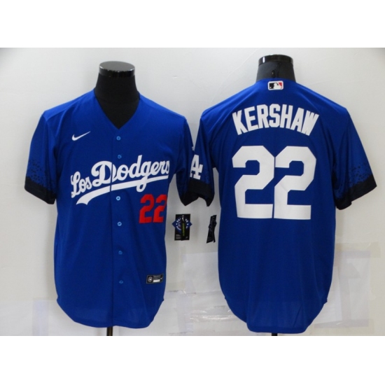 Men's Los Angeles Dodgers 22 Clayton Kershaw Blue Game City Player Jersey