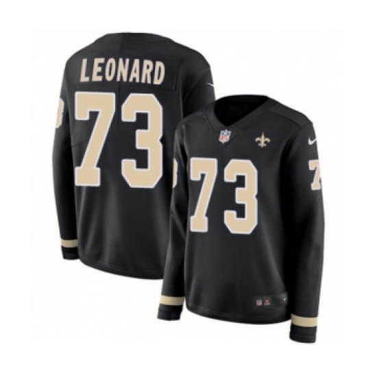 Women's Nike New Orleans Saints 73 Rick Leonard Limited Black Therma Long Sleeve NFL Jersey