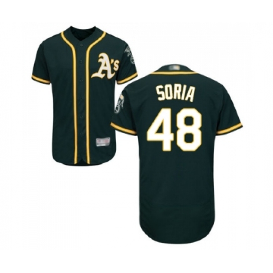 Men's Oakland Athletics 48 Joakim Soria Green Alternate Flex Base Authentic Collection Baseball Jersey