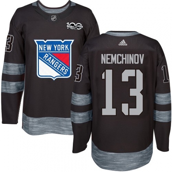 Men's Adidas New York Rangers 13 Sergei Nemchinov Premier Black 1917-2017 100th Anniversary NHL Jersey