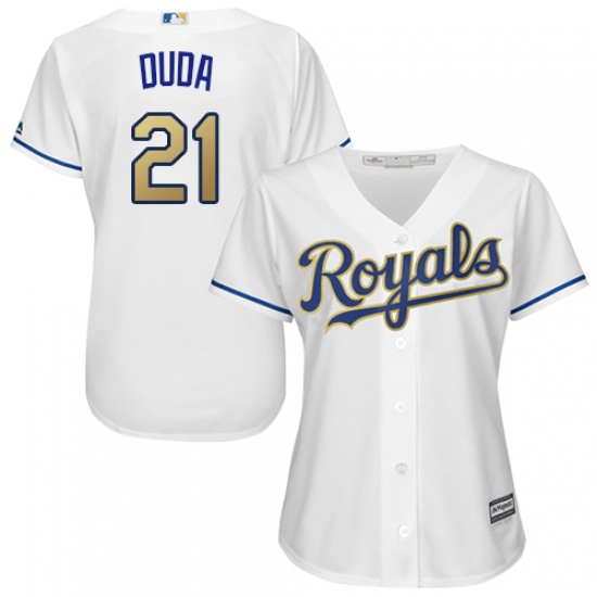 Women's Majestic Kansas City Royals 21 Lucas Duda Authentic White Home Cool Base MLB Jersey