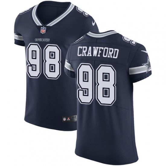 Men's Nike Dallas Cowboys 98 Tyrone Crawford Navy Blue Team Color Vapor Untouchable Elite Player NFL Jersey