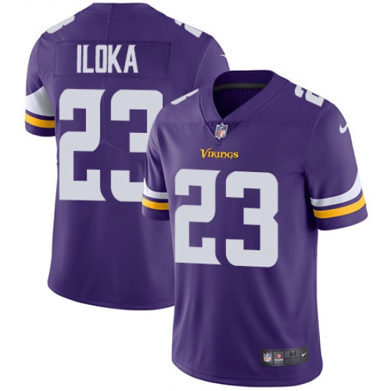 Men's Nike Minnesota Vikings 23 George Iloka Purple Team Color Vapor Untouchable Limited Player NFL Jersey