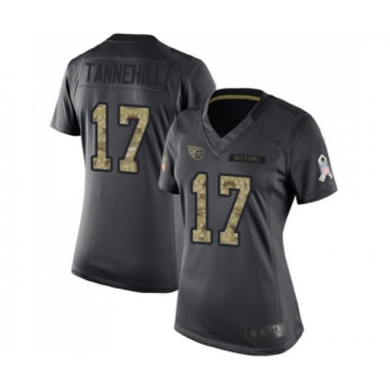 Women's Tennessee Titans 17 Ryan Tannehill Limited Black 2016 Salute to Service Football Jersey