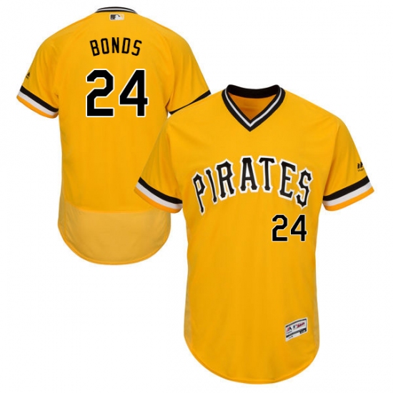 Men's Majestic Pittsburgh Pirates 24 Barry Bonds Gold Alternate Flex Base Authentic Collection MLB Jersey