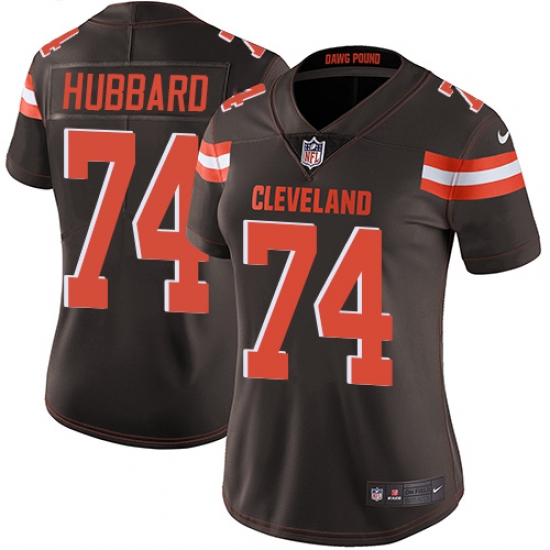 Women's Nike Cleveland Browns 74 Chris Hubbard Brown Team Color Vapor Untouchable Limited Player NFL Jersey