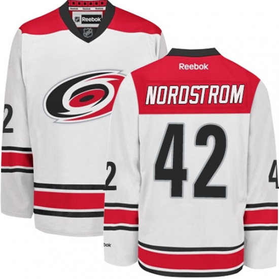 Men's Reebok Carolina Hurricanes 42 Joakim Nordstrom Authentic White Away NHL Jersey