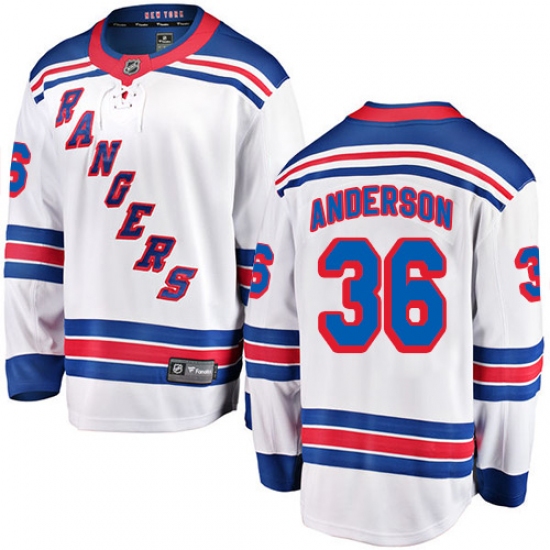 Men's New York Rangers 36 Glenn Anderson Fanatics Branded White Away Breakaway NHL Jersey