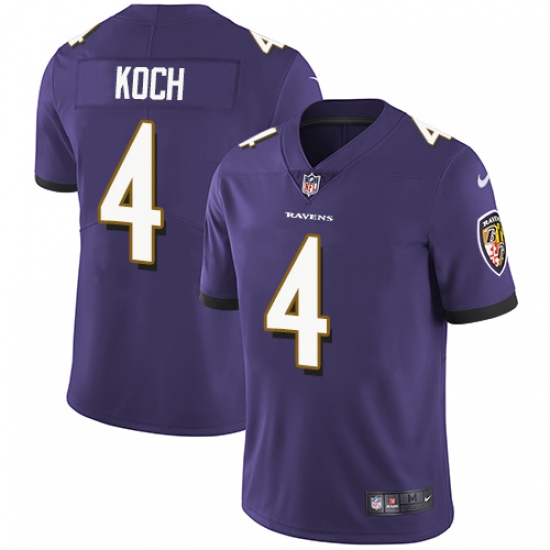Youth Nike Baltimore Ravens 4 Sam Koch Purple Team Color Vapor Untouchable Limited Player NFL Jersey