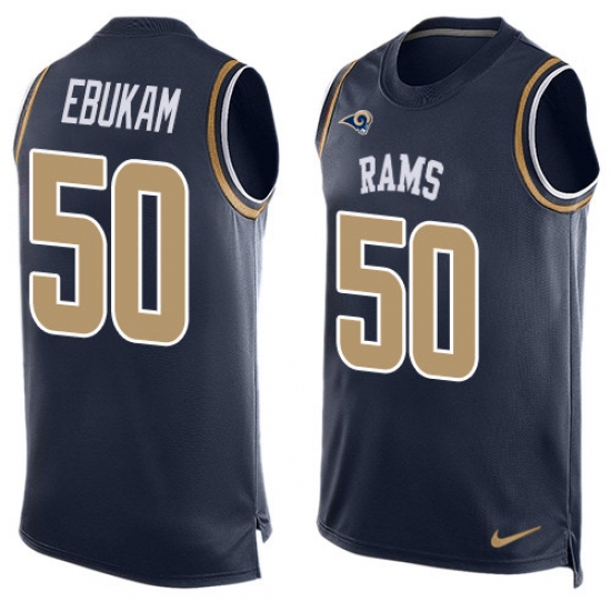 Men's Nike Los Angeles Rams 50 Samson Ebukam Limited Navy Blue Player Name & Number Tank Top NFL Jersey