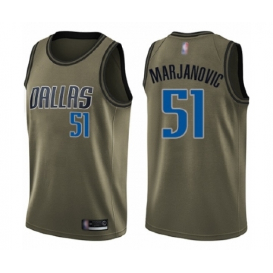 Men's Dallas Mavericks 51 Boban Marjanovic Swingman Green Salute to Service Basketball Jersey