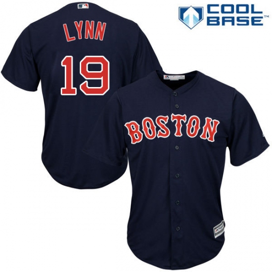 Youth Majestic Boston Red Sox 19 Fred Lynn Replica Navy Blue Alternate Road Cool Base MLB Jersey