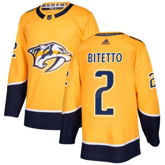 Men's Adidas Nashville Predators 2 Anthony Bitetto Premier Gold Home NHL Jersey