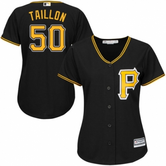 Women's Majestic Pittsburgh Pirates 50 Jameson Taillon Replica Black Alternate Cool Base MLB Jersey