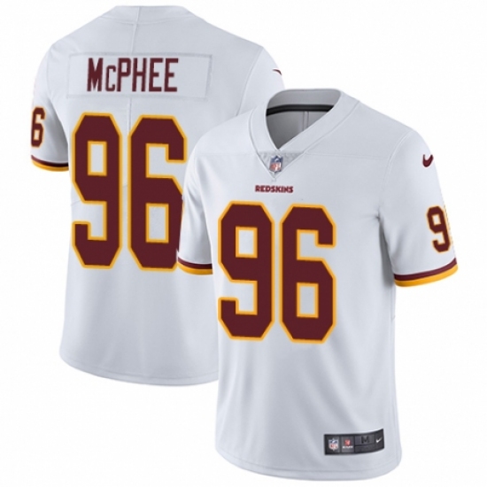 Youth Nike Washington Redskins 96 Pernell McPhee White Vapor Untouchable Elite Player NFL Jersey