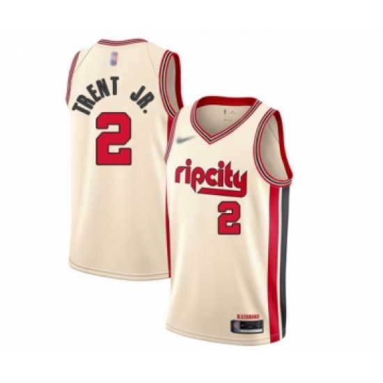 Men's Portland Trail Blazers 2 Gary Trent Jr. Swingman Cream Basketball Jersey - 2019 20 City Edition