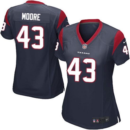 Women's Nike Houston Texans 43 Corey Moore Game Navy Blue Team Color NFL Jersey