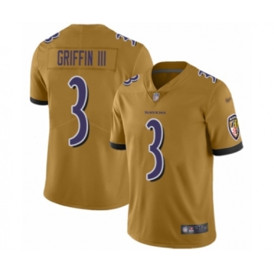 Youth Baltimore Ravens 3 Robert Griffin III Limited Gold Inverted Legend Football Jersey