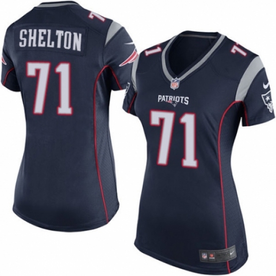 Women's Nike New England Patriots 71 Danny Shelton Game Navy Blue Team Color NFL Jersey