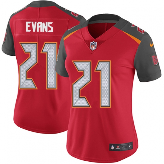 Women's Nike Tampa Bay Buccaneers 21 Justin Evans Elite Red Team Color NFL Jersey