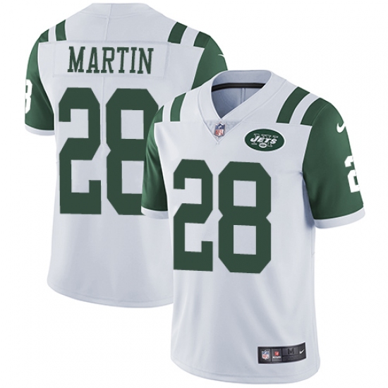 Men's Nike New York Jets 28 Curtis Martin White Vapor Untouchable Limited Player NFL Jersey