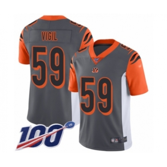 Youth Cincinnati Bengals 59 Nick Vigil Limited Silver Inverted Legend 100th Season Football Jersey