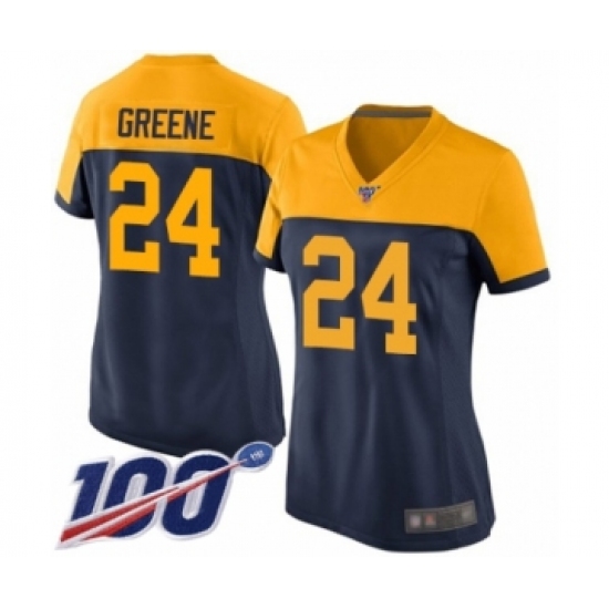 Women's Green Bay Packers 24 Raven Greene Limited Navy Blue Alternate 100th Season Football Jersey